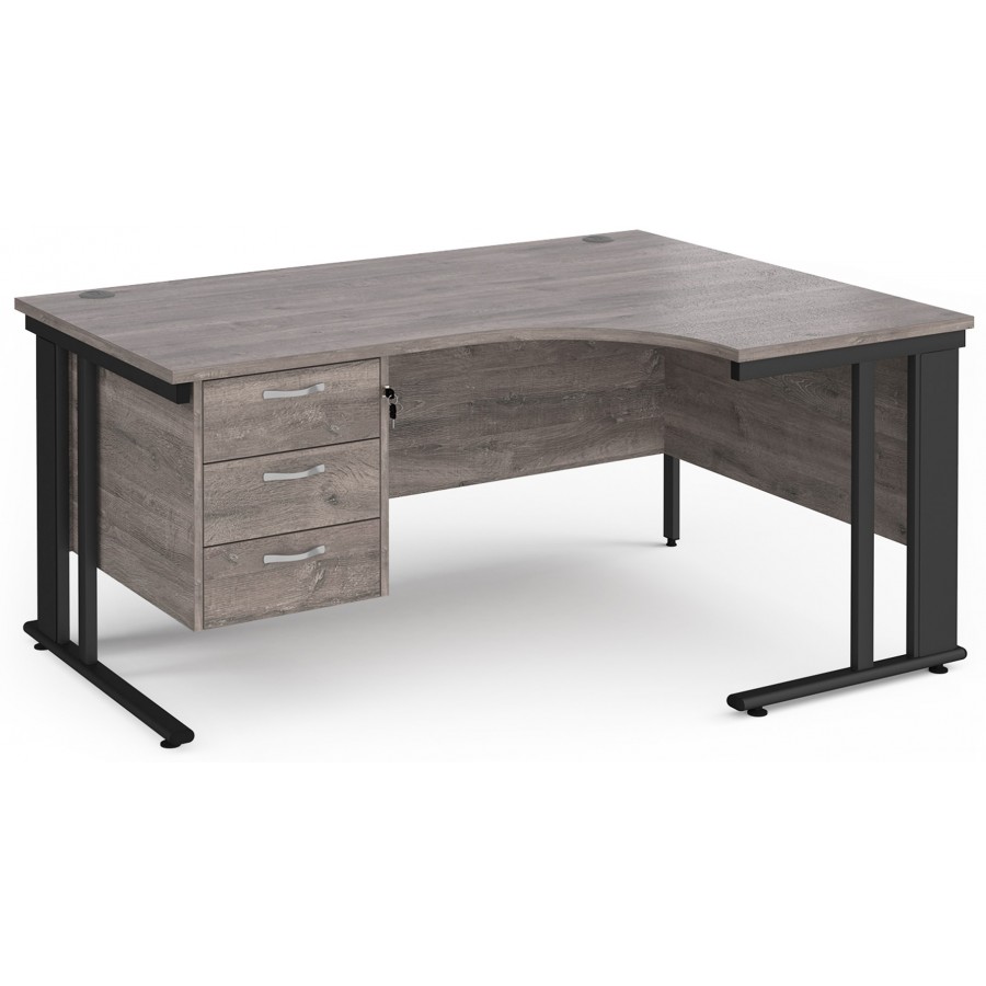 Maestro Cantilever Ergonomic Corner Desk with Fixed Pedestal